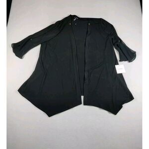 Ellen Tracy Open Cardigan XL Black Classiccore‎ Minimalist Basic Normcore Casual